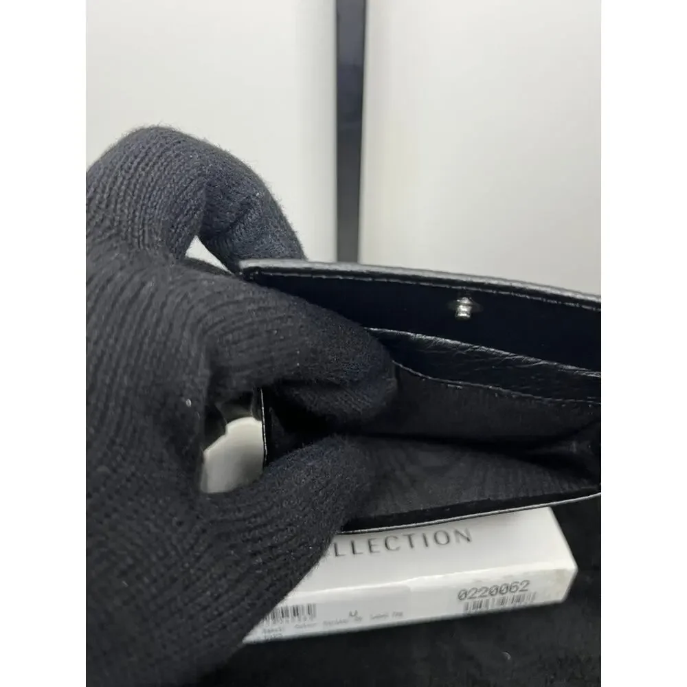 Versace Collection Black Pebbled Leather Bifold Wallet Medusa Auth Box